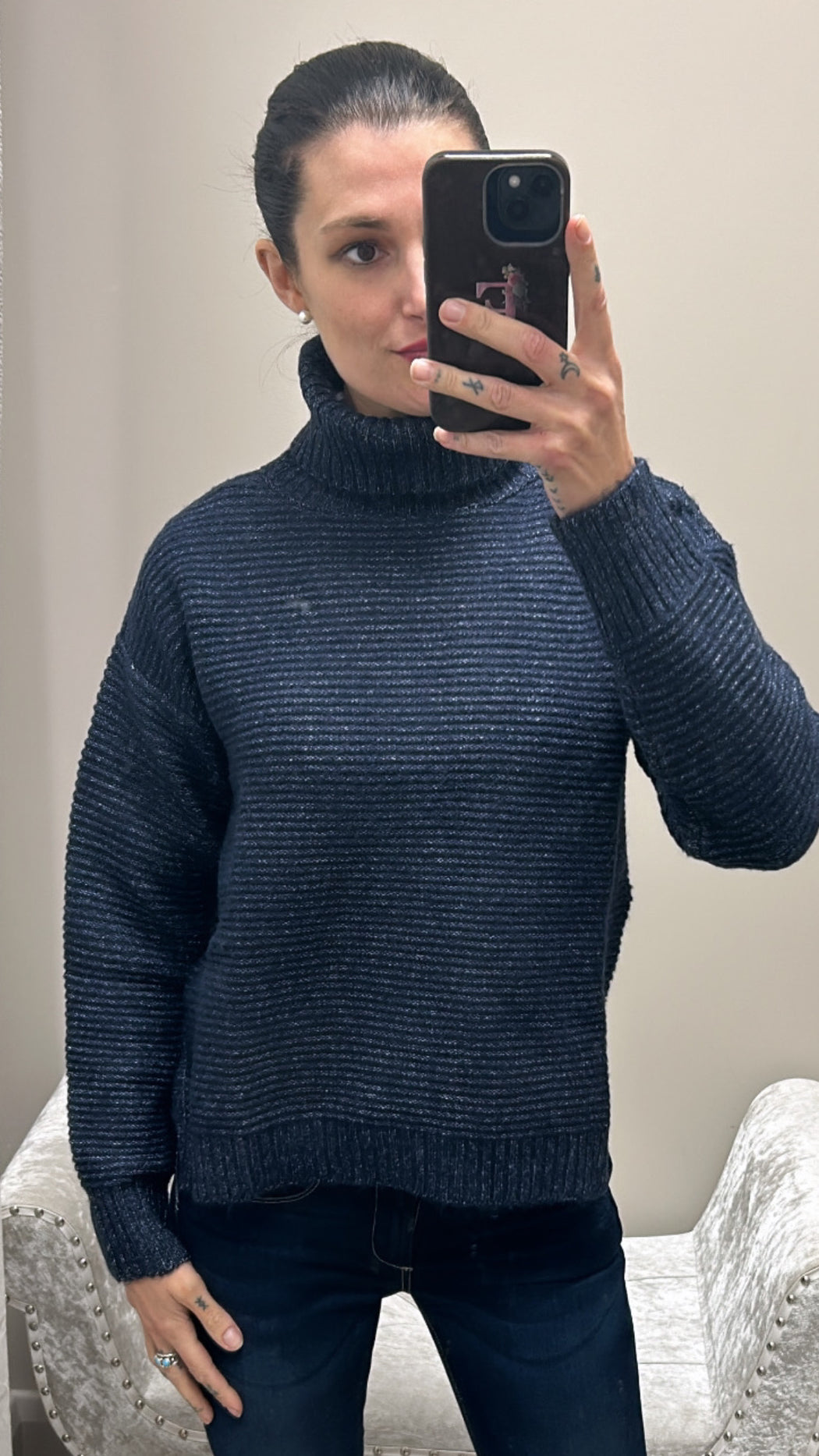 Muffin turtle neck navy knit