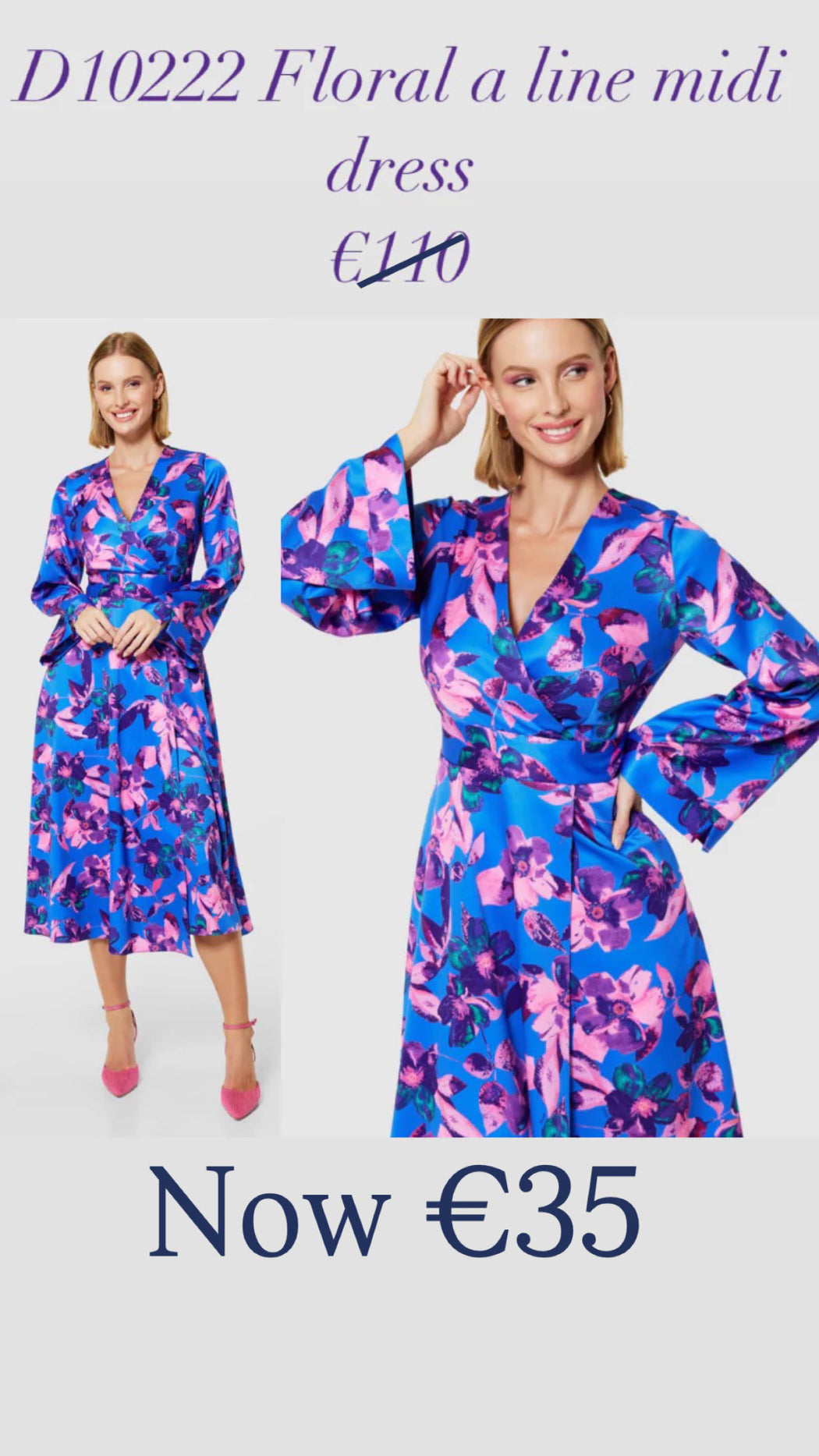 D10222 Floral a line midi dress