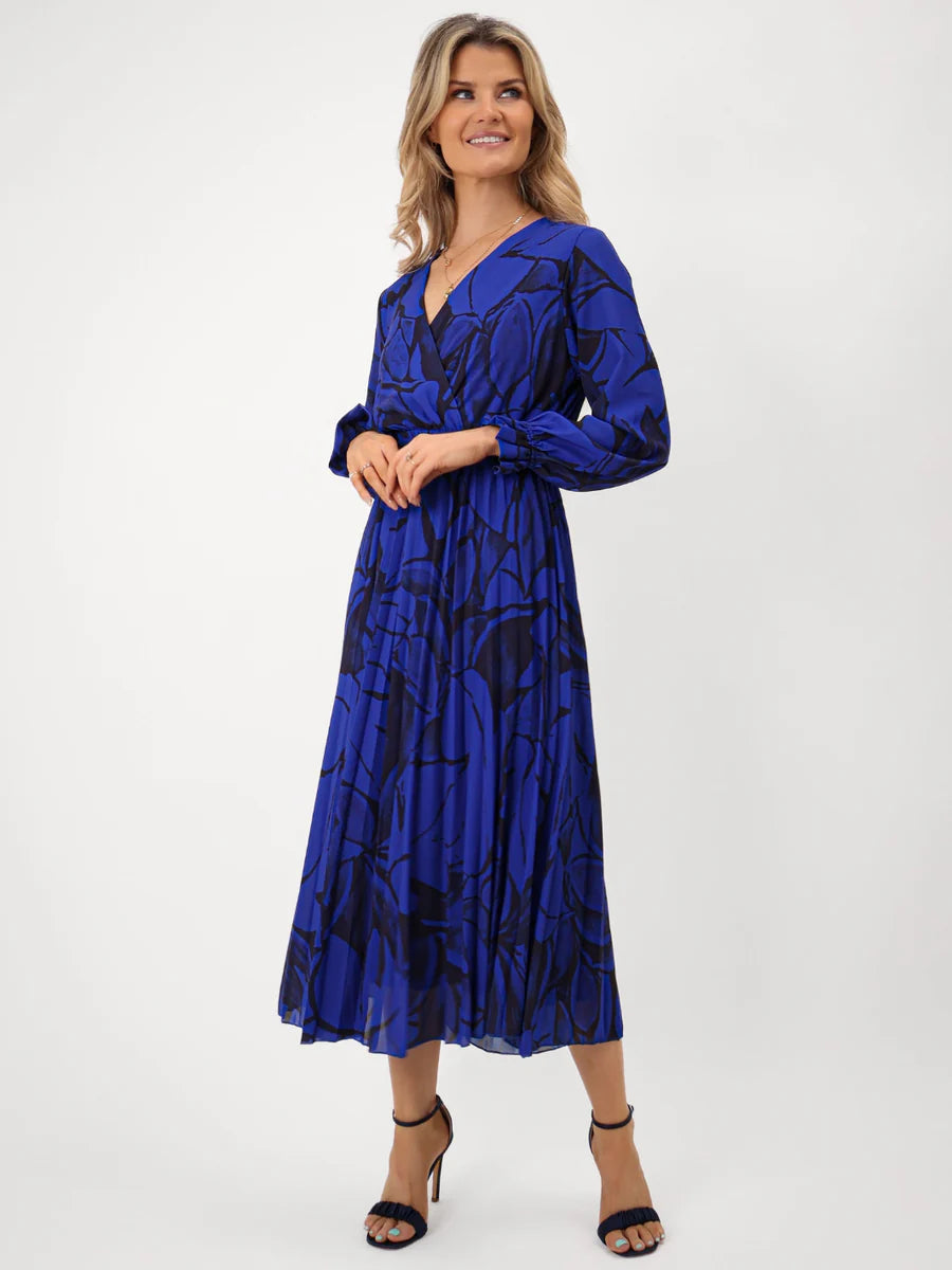 Positano royal blue print midi