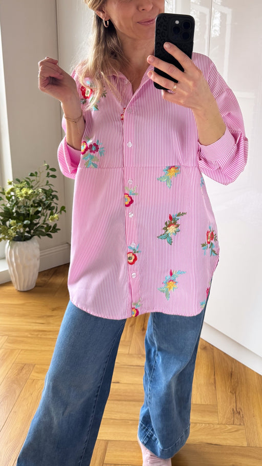 Shelly pink striped shirt