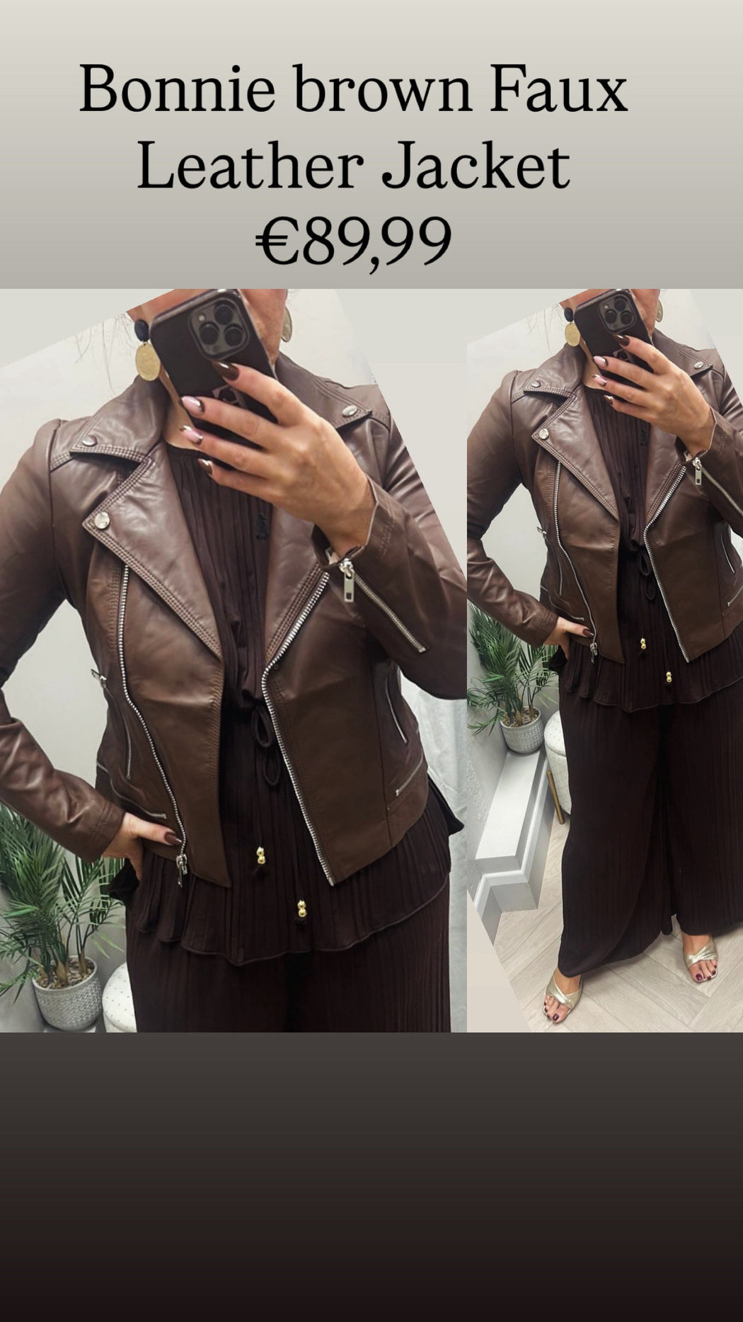 Bonnie brown Faux Leather Jacket