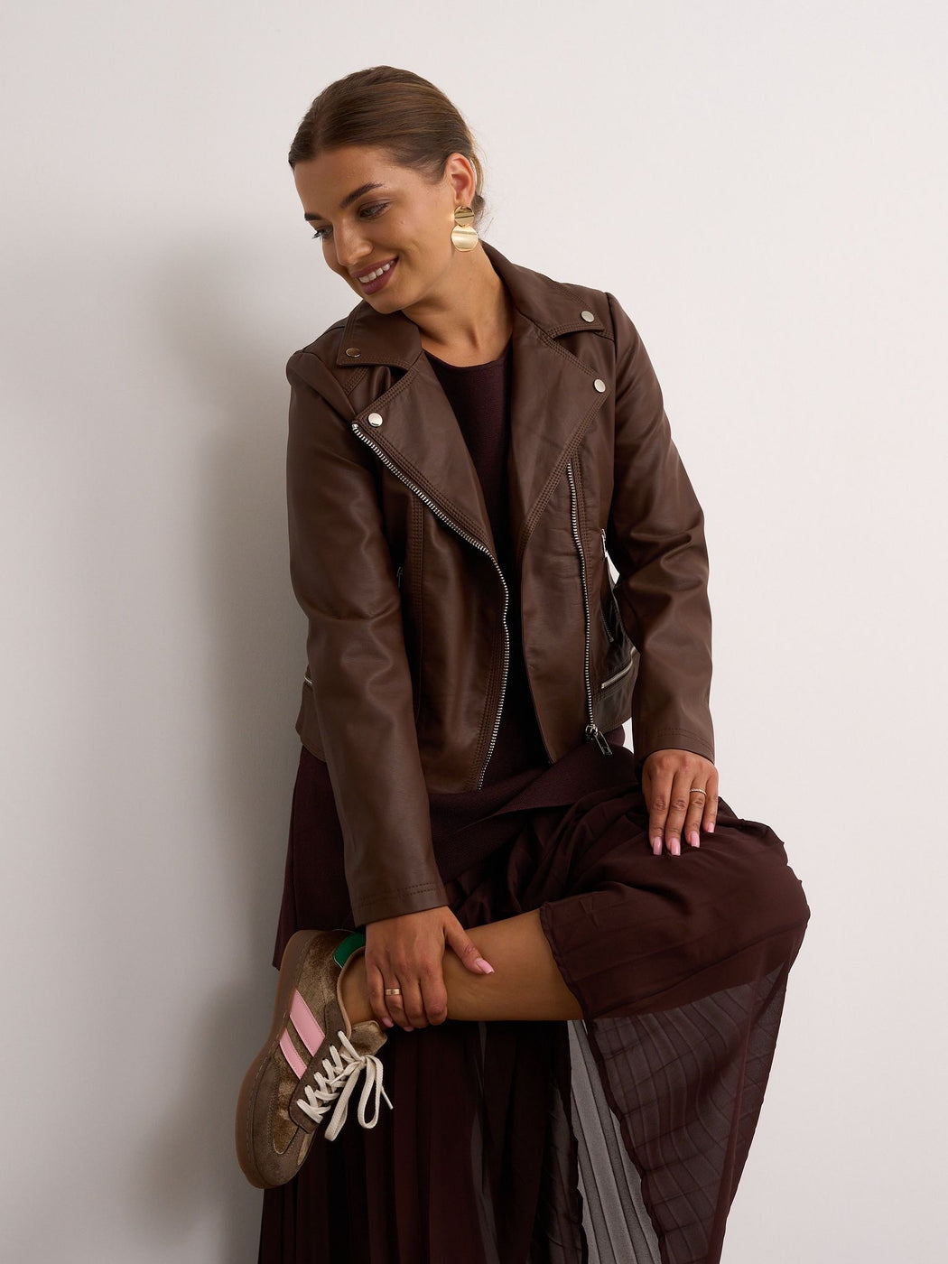 Bonnie brown Faux Leather Jacket