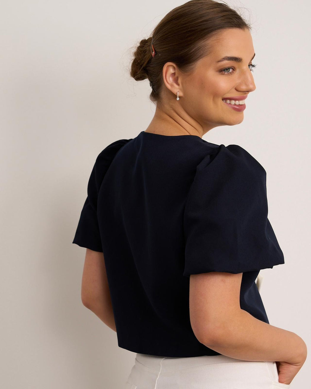 Saffron navy cream top