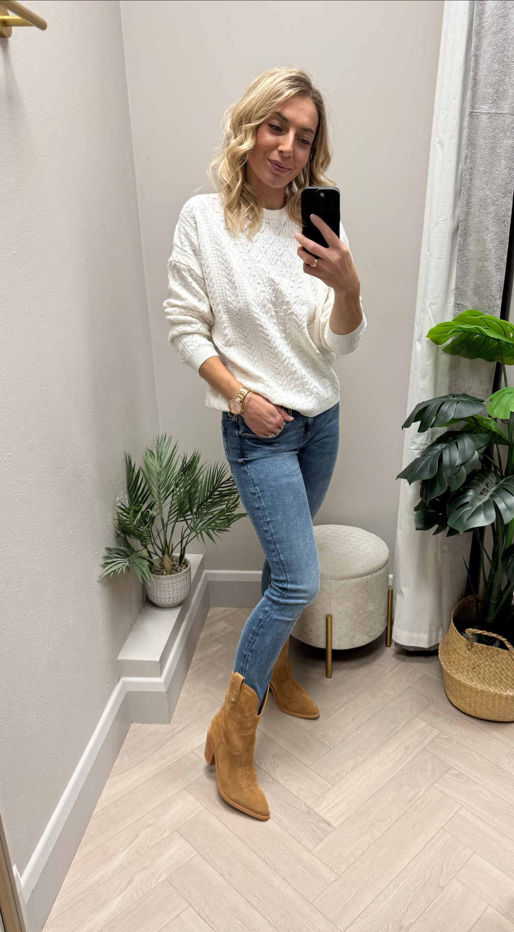 Guess Sylvia pointel cream sweater