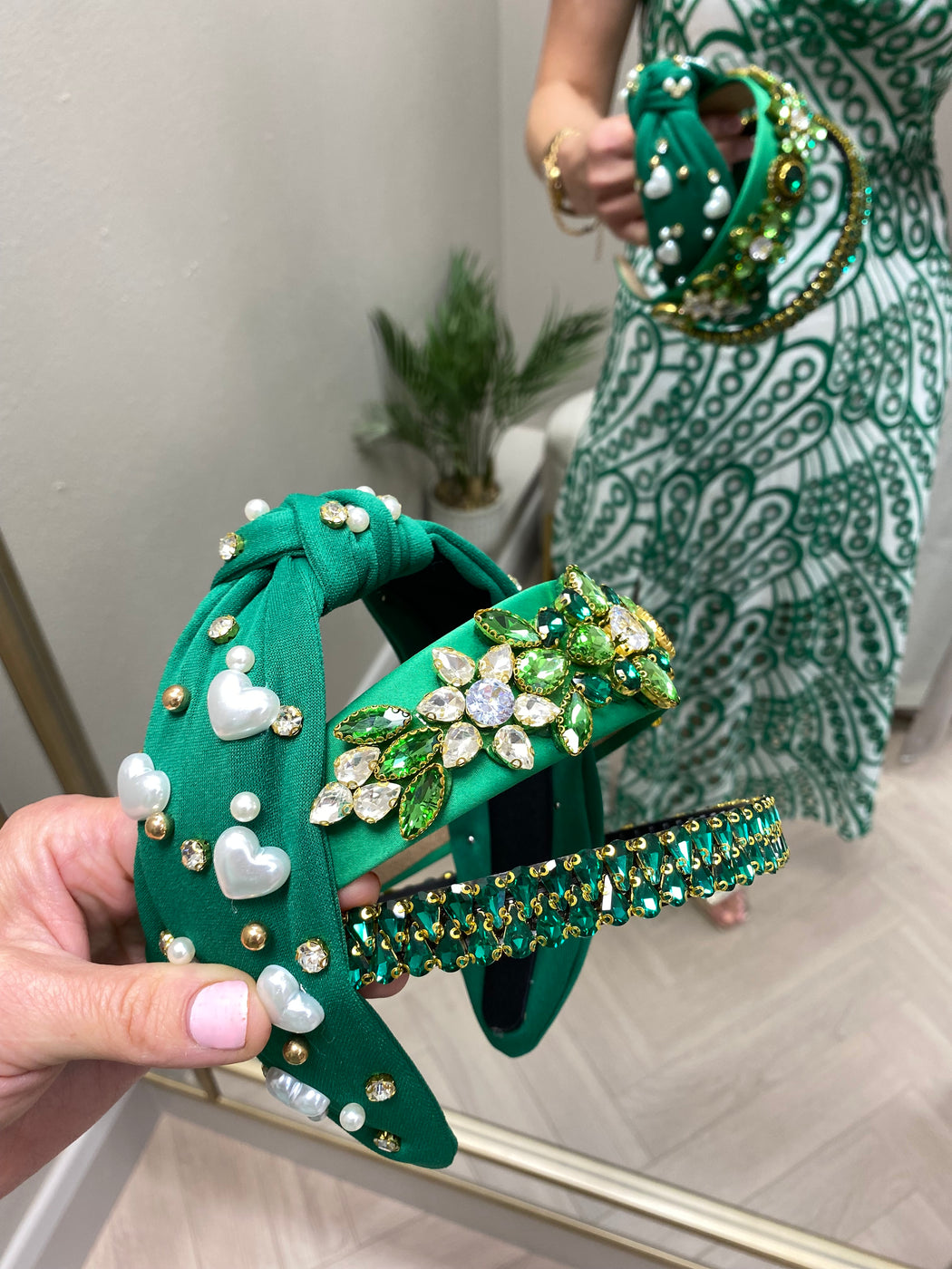 Leila green knot Pearl hairband