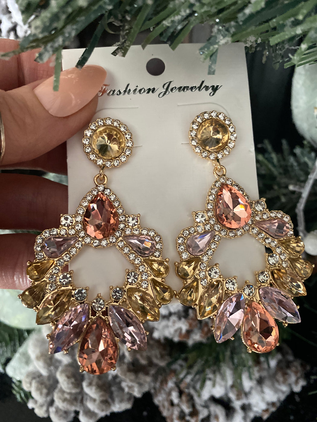 Multi crystal drop earrings