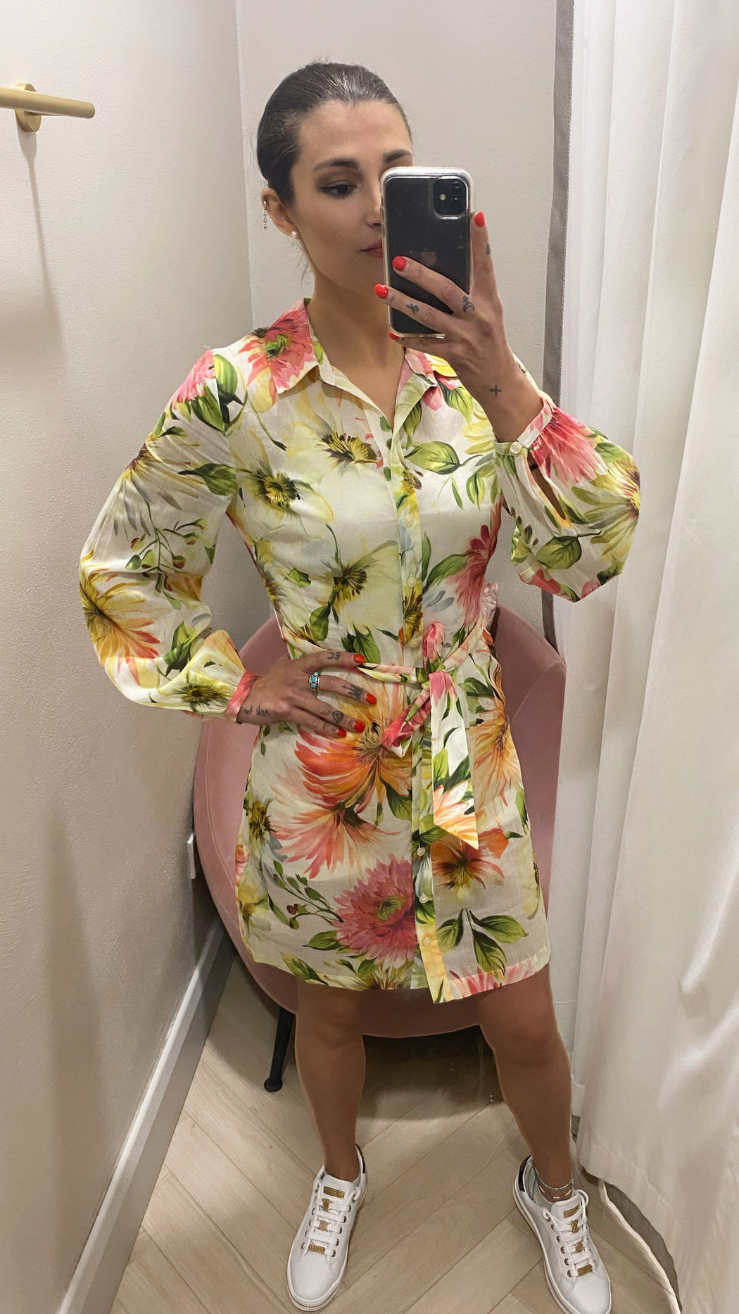 Guess peony floral shirt dress W5GK65WH6C0