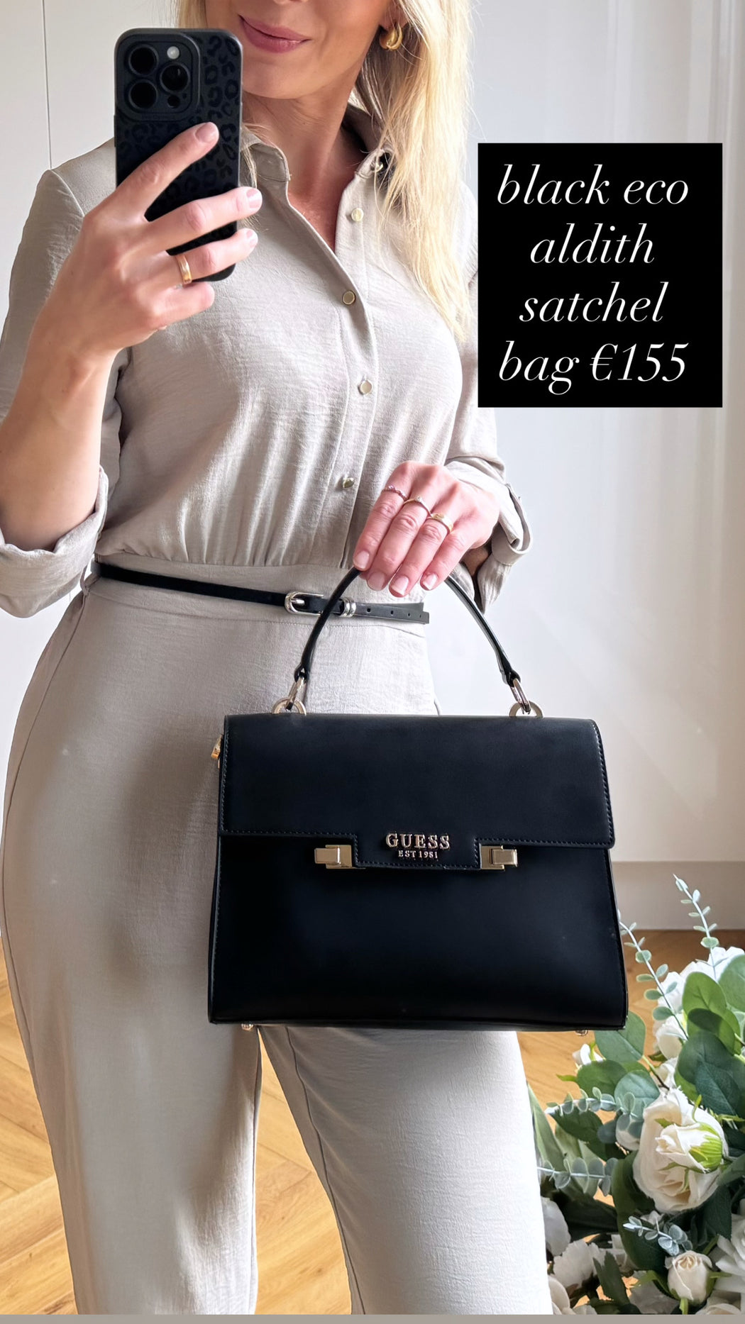 EVG964120 black eco aldith satchel bag