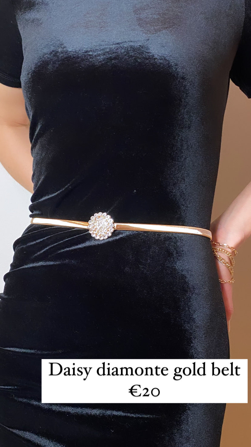 Daisy diamonte gold belt