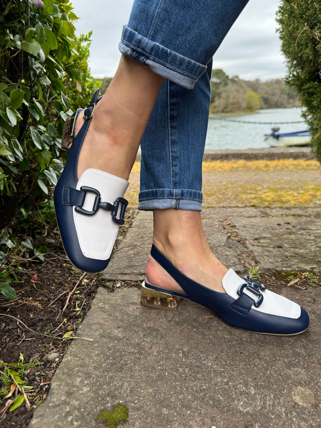 Diraz one cobalt mix sling backs