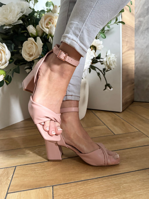 Cayla blush pink block heels