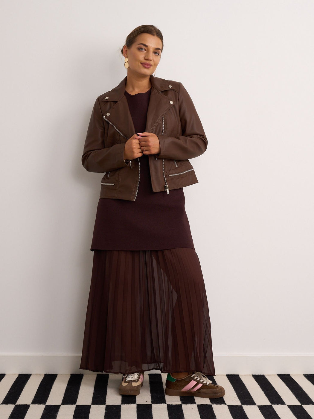 Bonnie brown Faux Leather Jacket