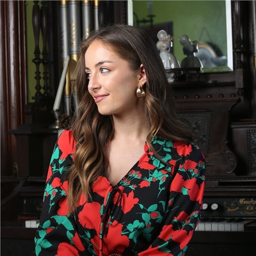 Andrea red floral dress