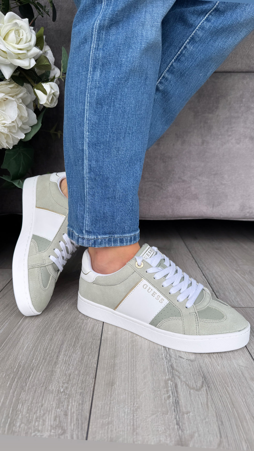 Guess green trainers FLJRO6SUe12
