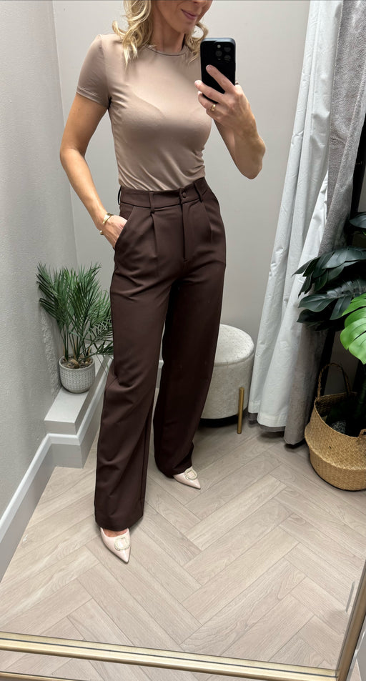 Jo Pleat Detail Tailored Trouser Brown