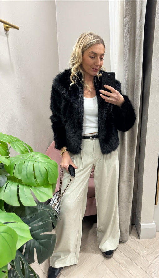 Thretha black faux fur jacket