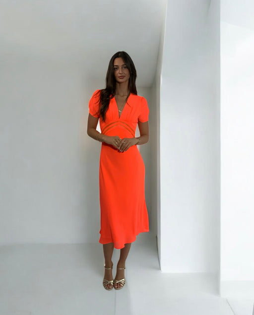 Thethys coral midi dress