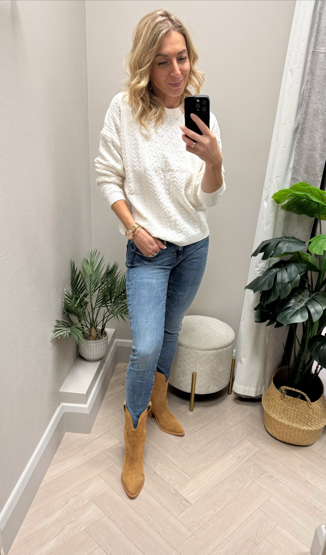 Guess Sylvia pointel cream sweater