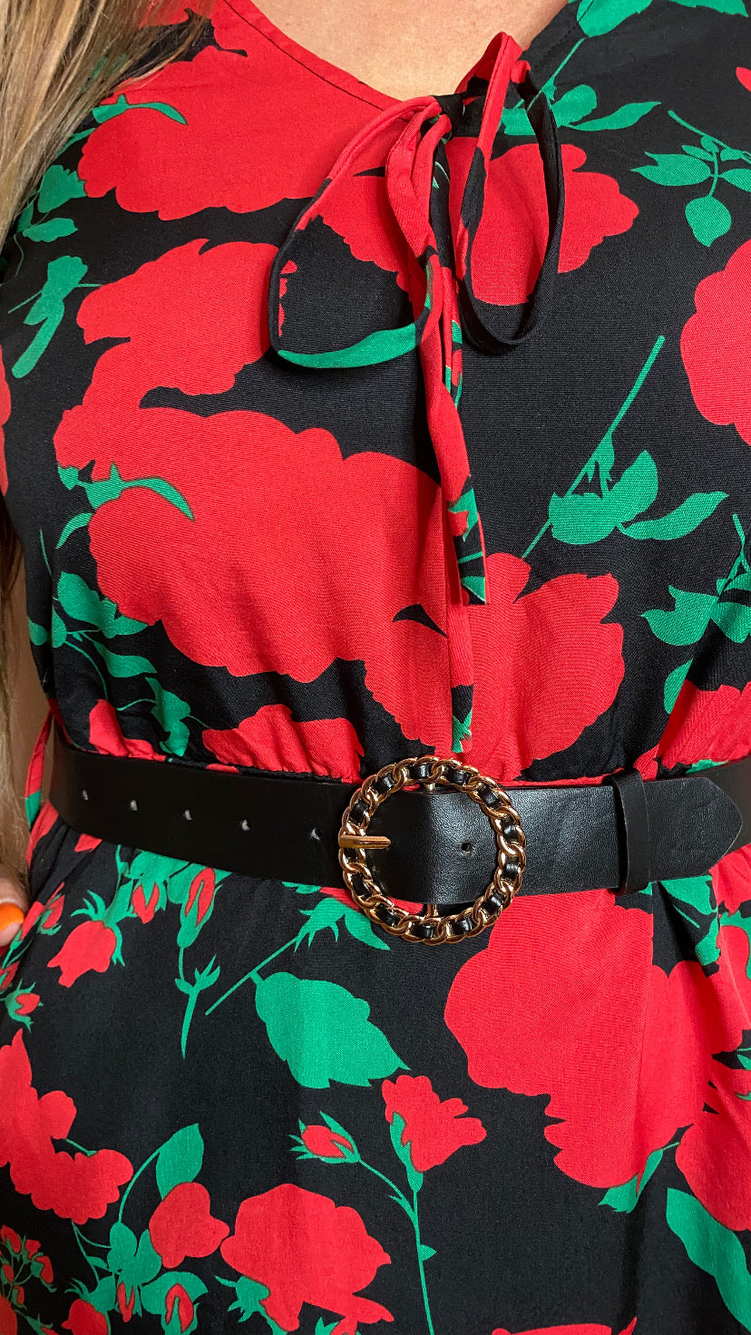 Andrea red floral dress