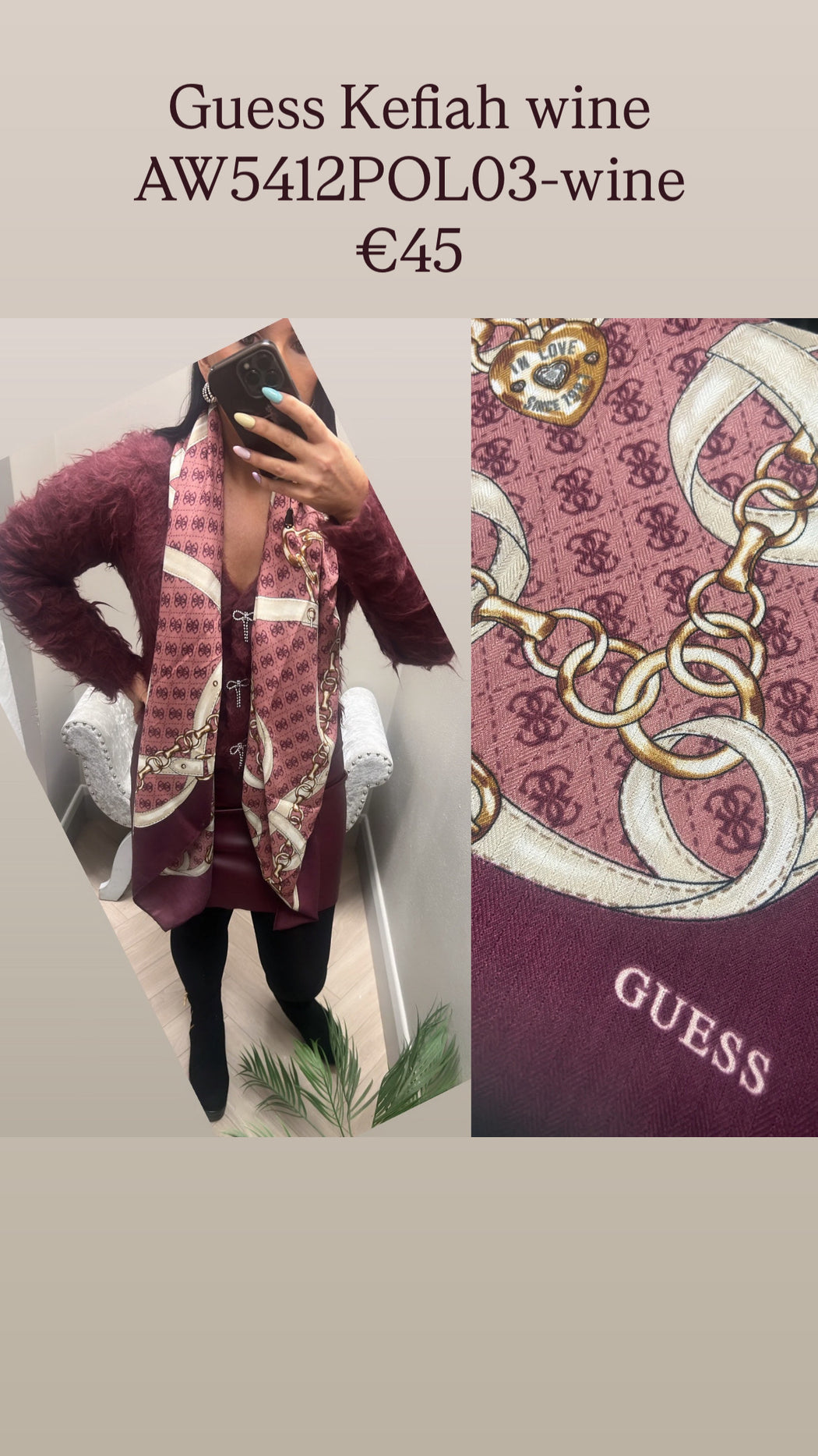 Guess Kefiah wine  AW5412POL03-wine