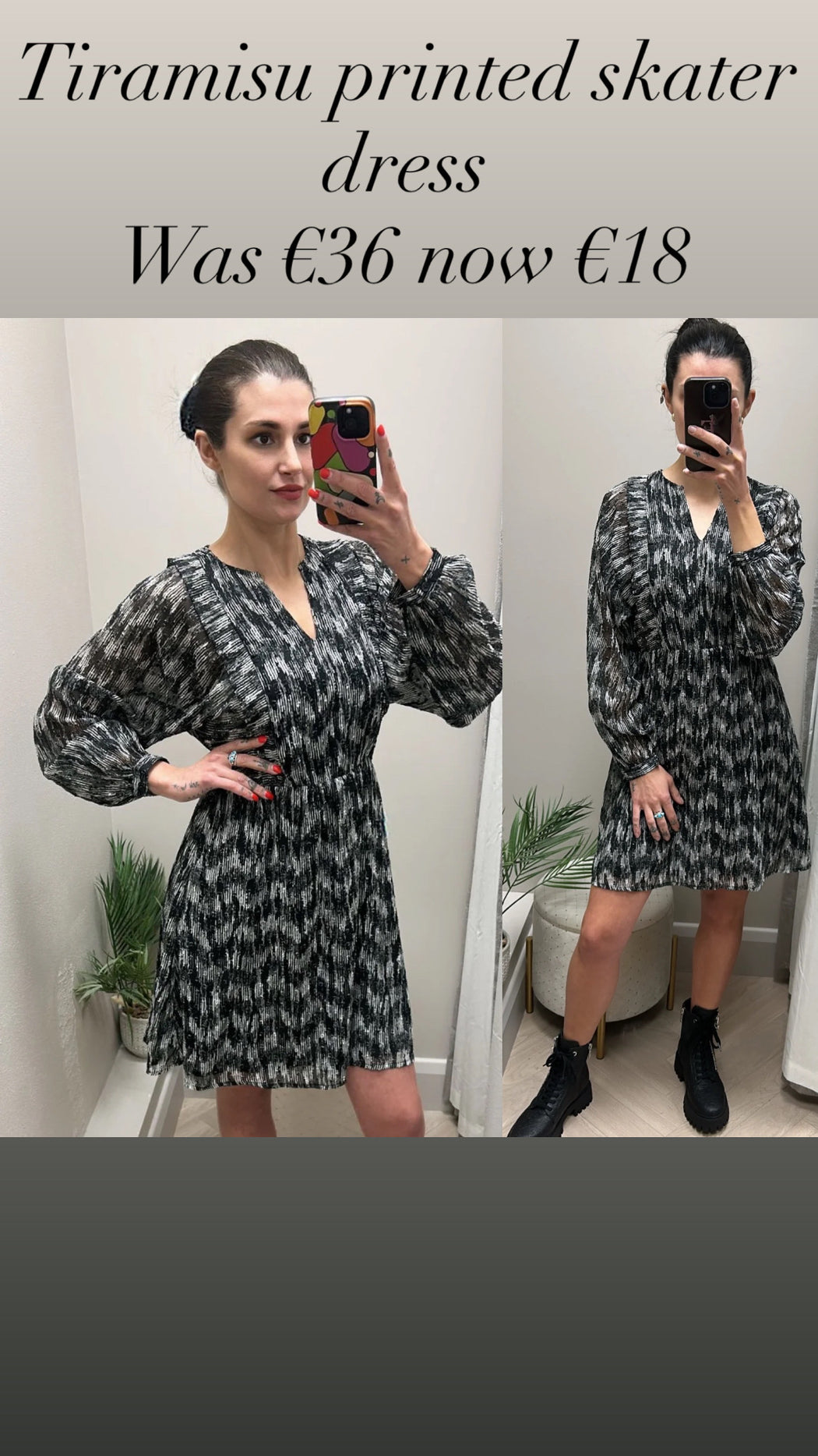 Tiramisu printed skater dress