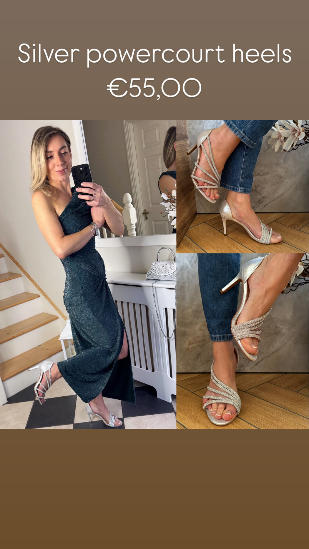 Silver powerscourt heels