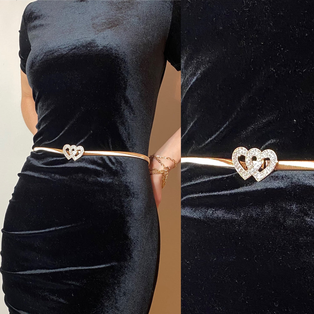 Heart diamonte belt