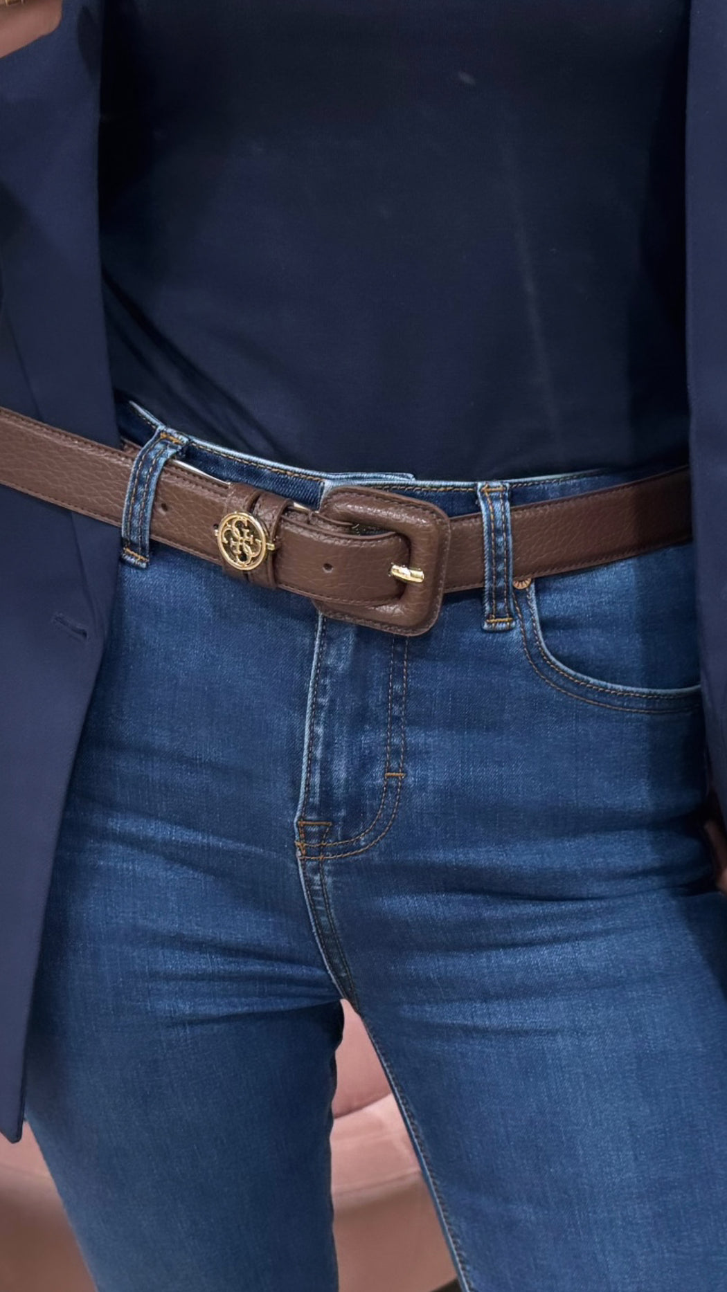 Guess espresso leather buckle belt BW9329P6130 - ESP