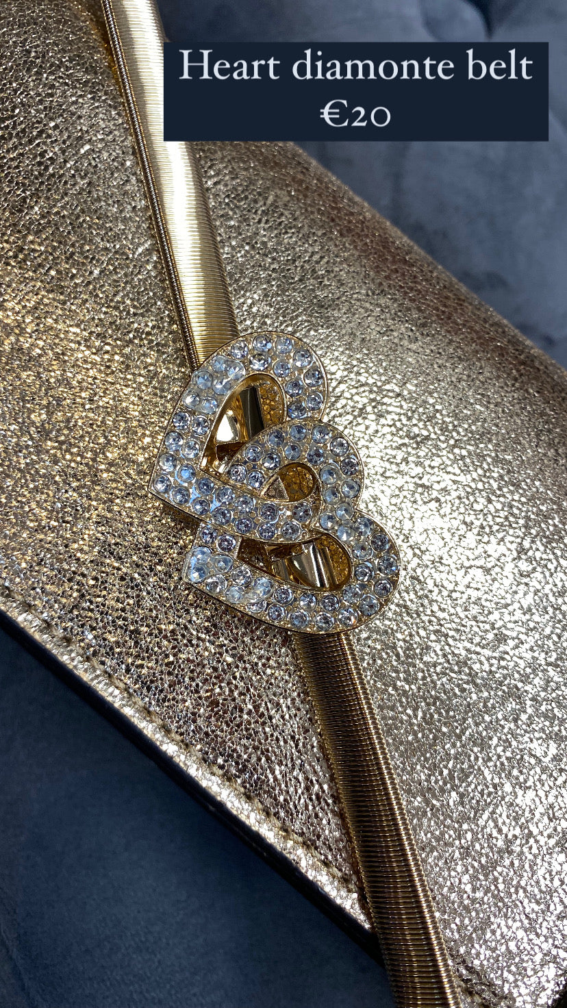 Heart diamonte belt