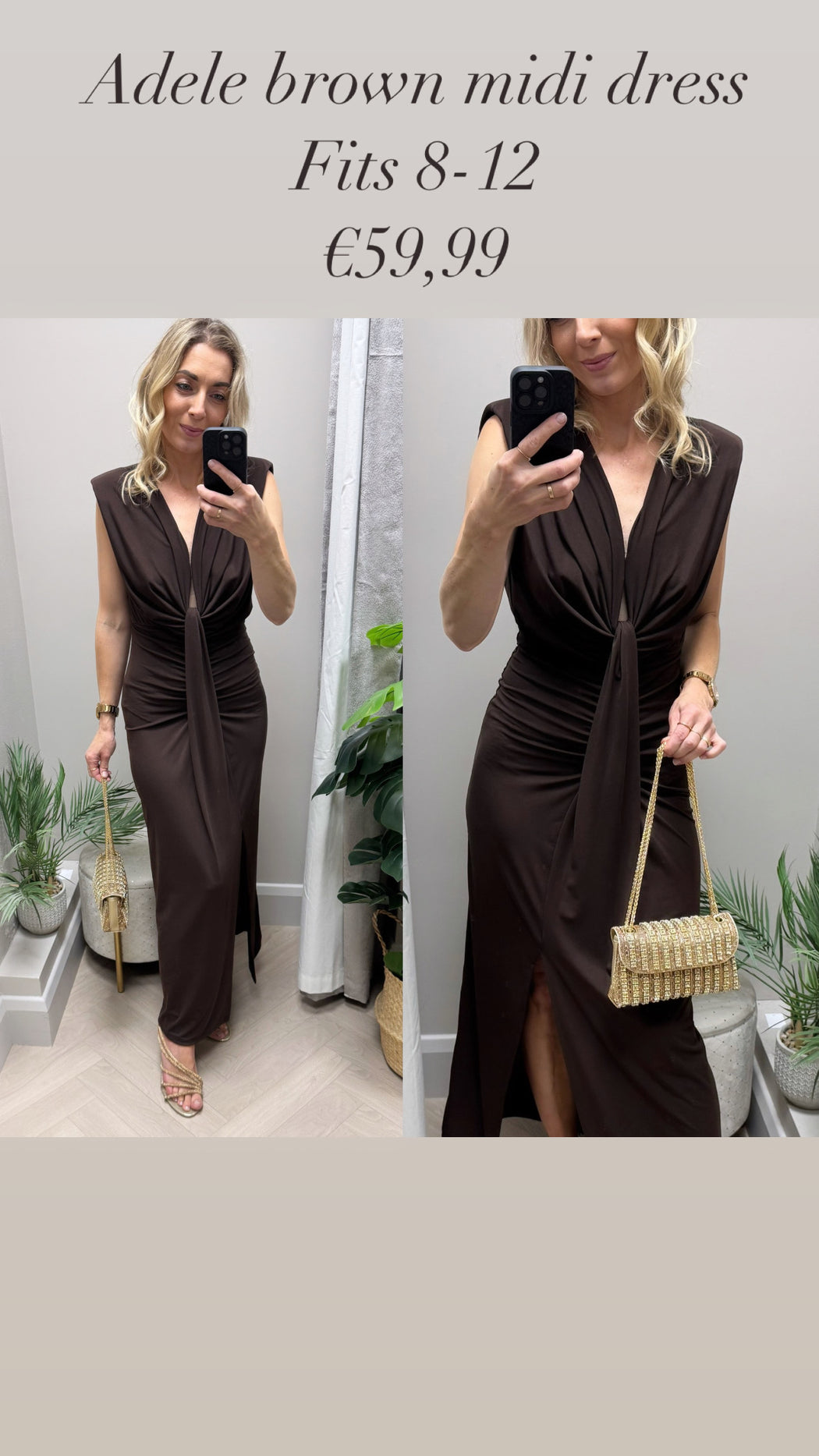 Adele brown midi dress