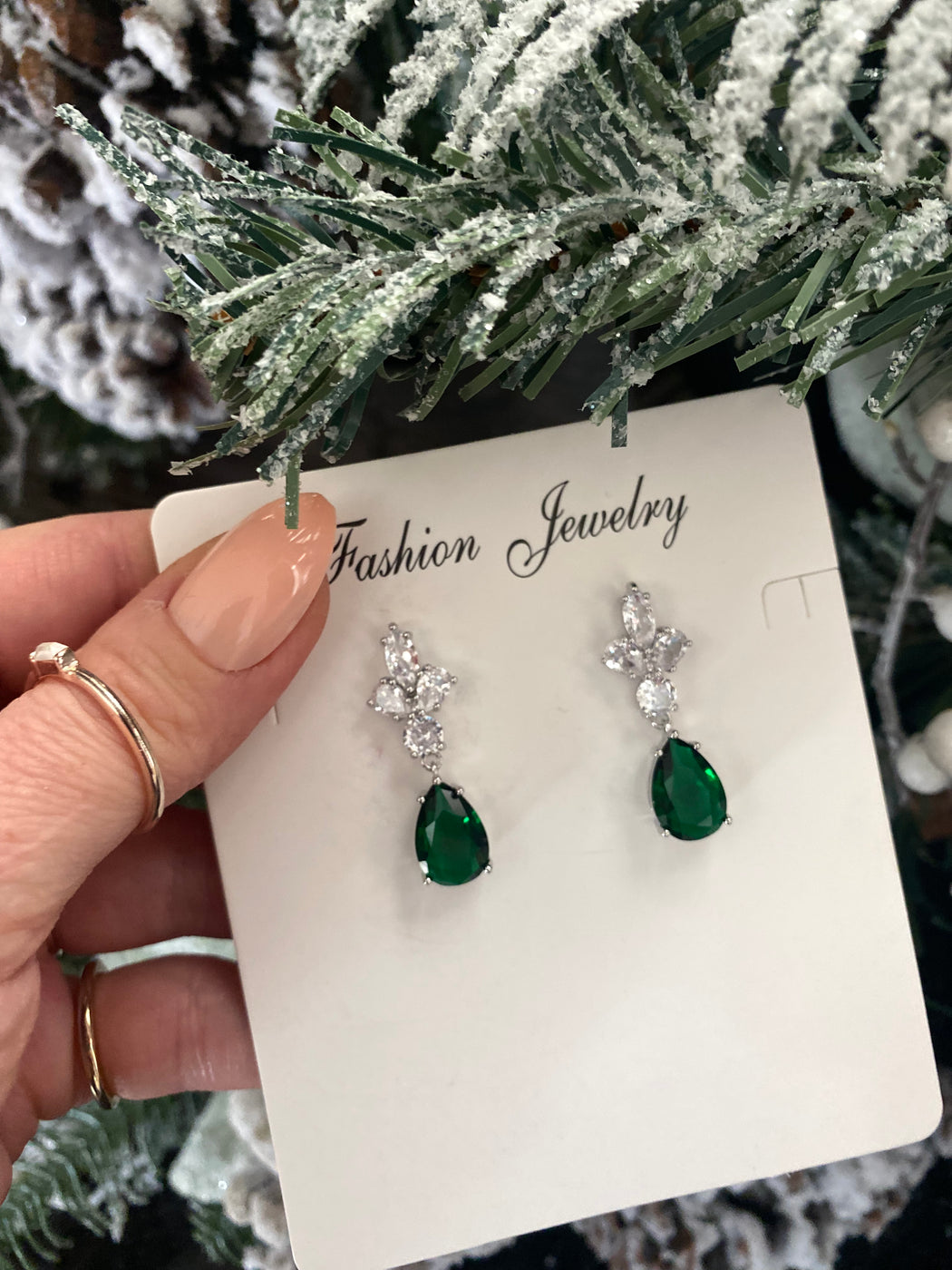 Emerald tear drop earrings
