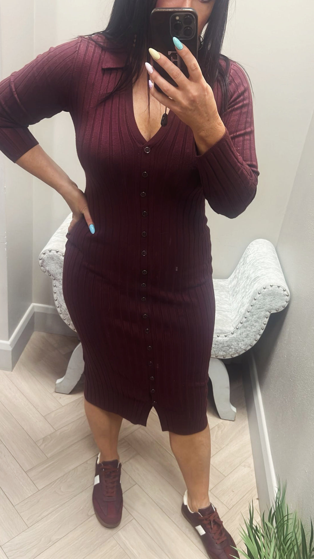 Guess plum Eco Miranda rib Dress