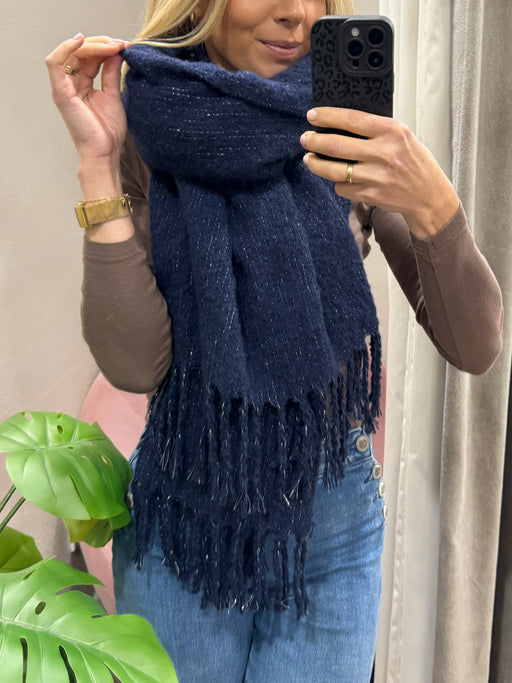 Nora knitted dark navy scarf