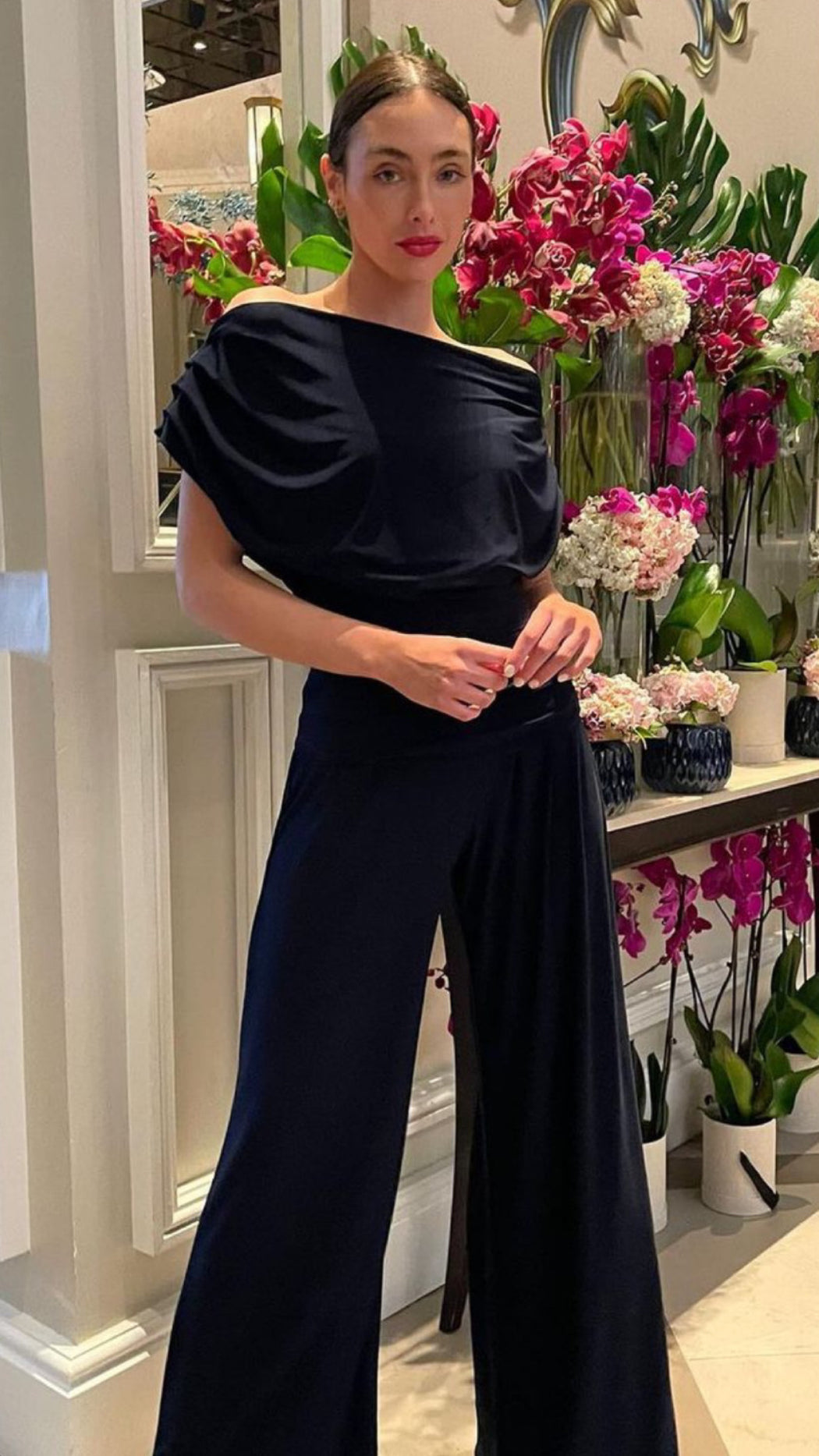 Carbon black jersey jumpsuit