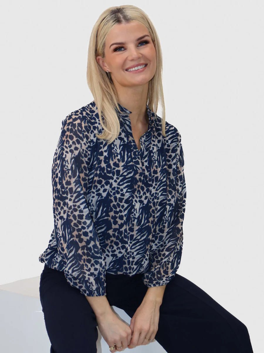 Navy animal print Bella band top