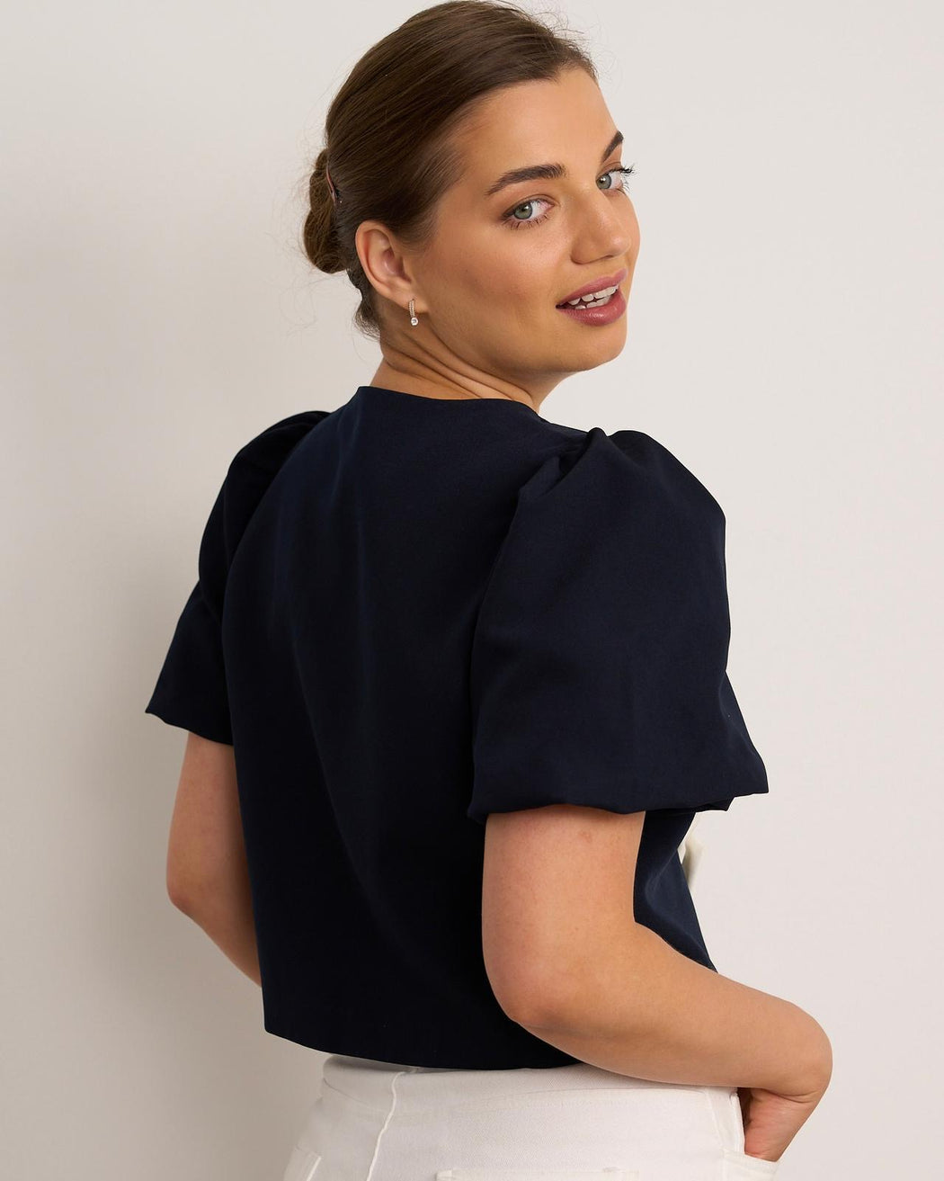 Saffron navy cream top