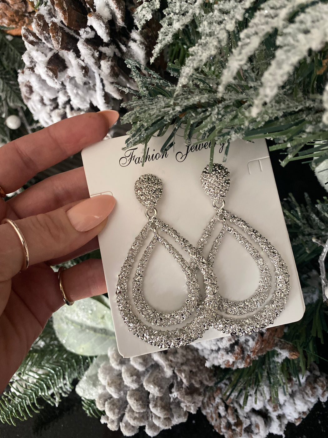 Silver teardrop earrings