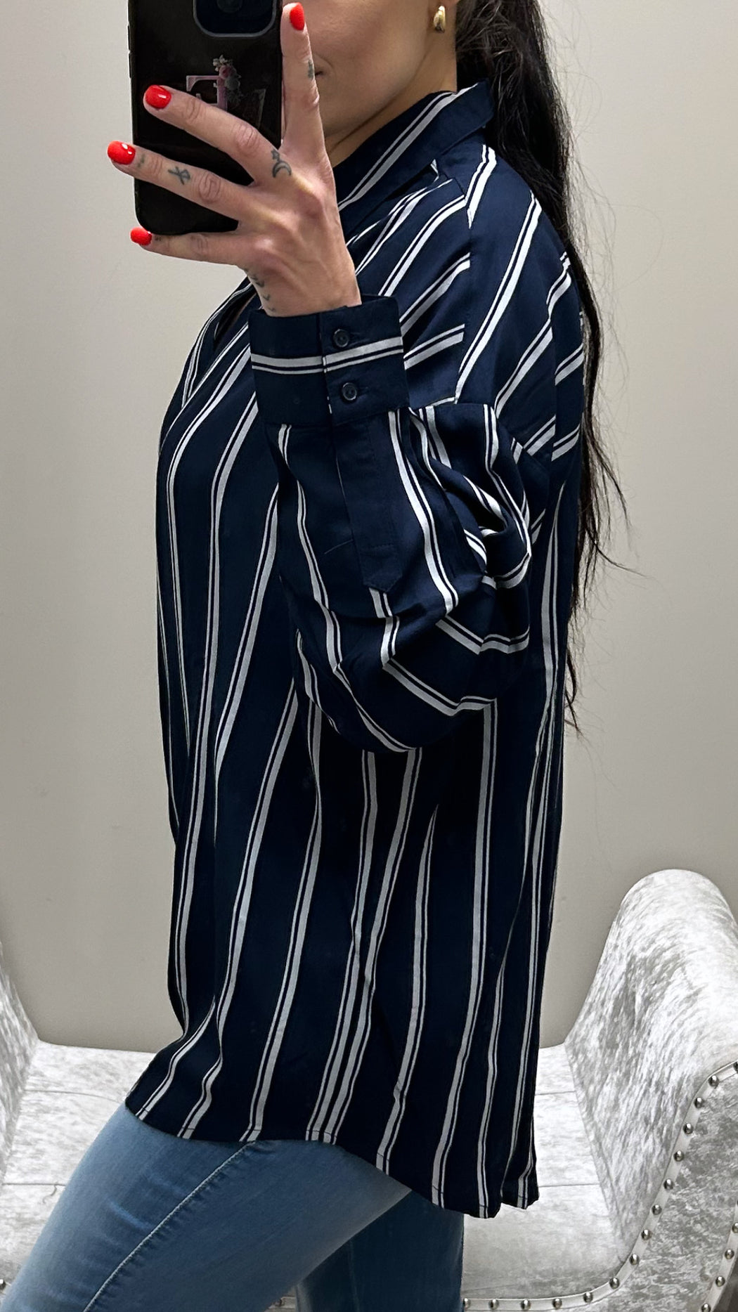 Buarque navy striped shirt