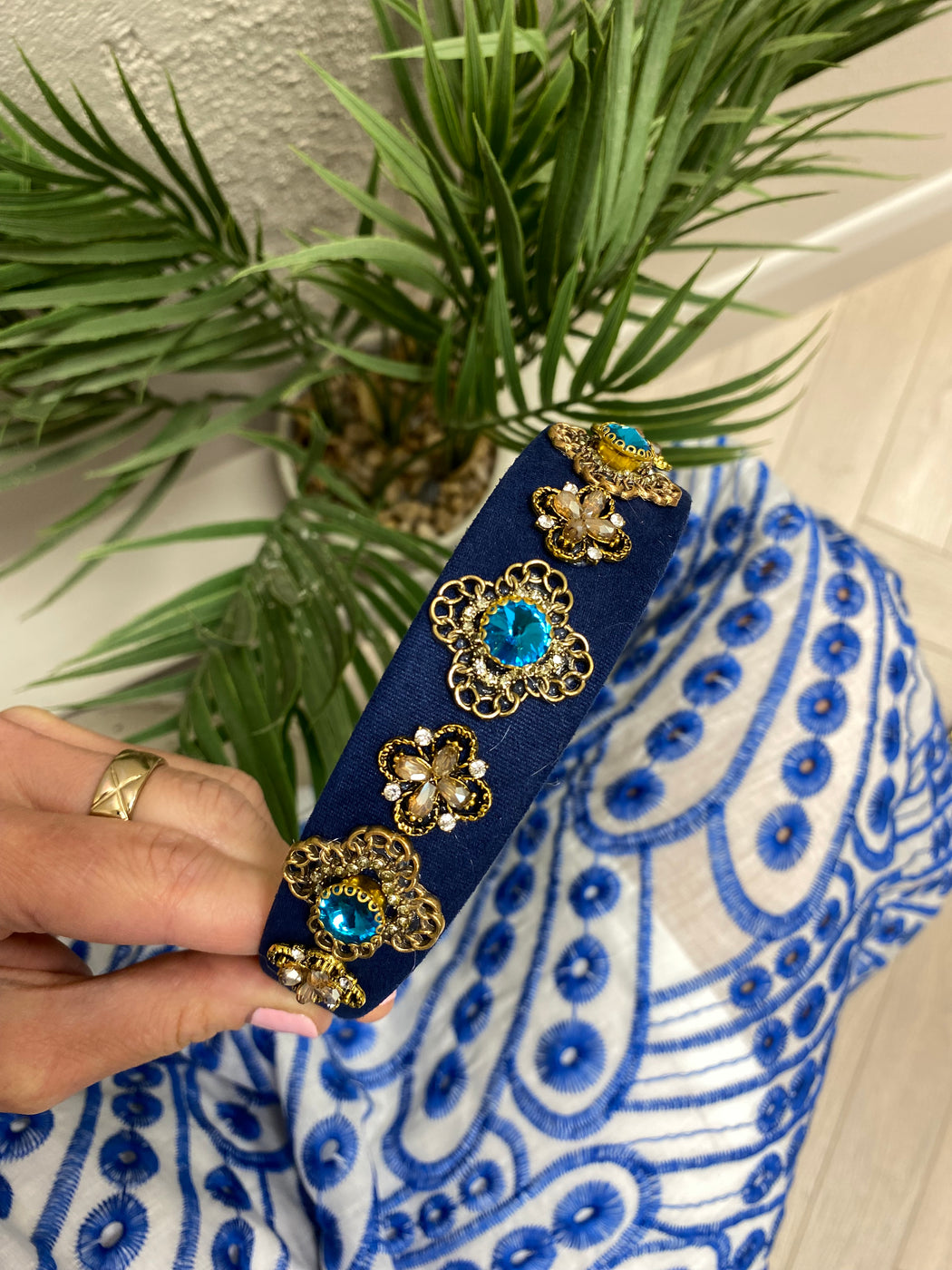 Zora turquoise stone hairband