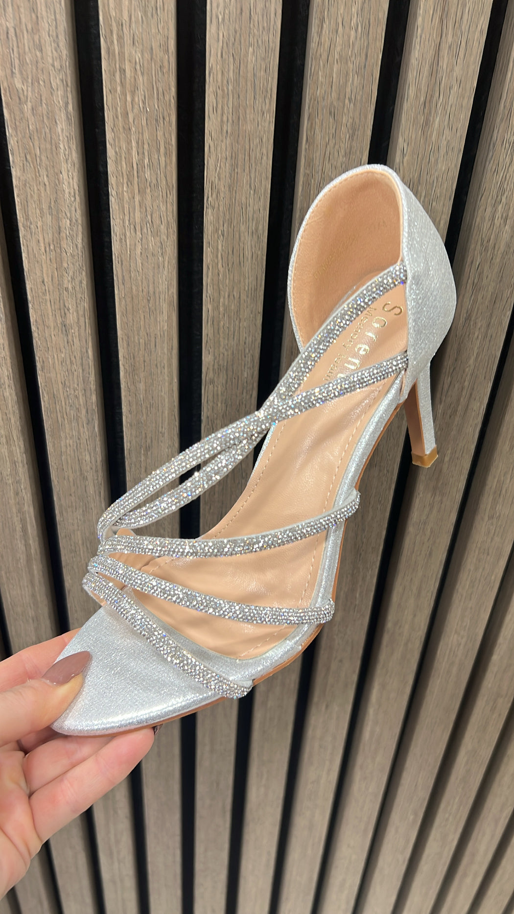 Silver powerscourt heels