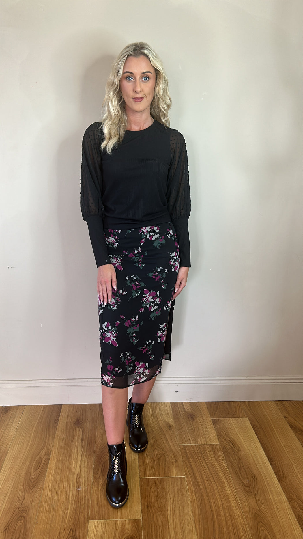 Sebastian floral midi skirt