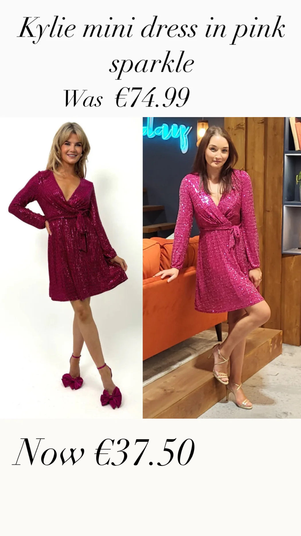 Kylie mini dress in pink sparkle
