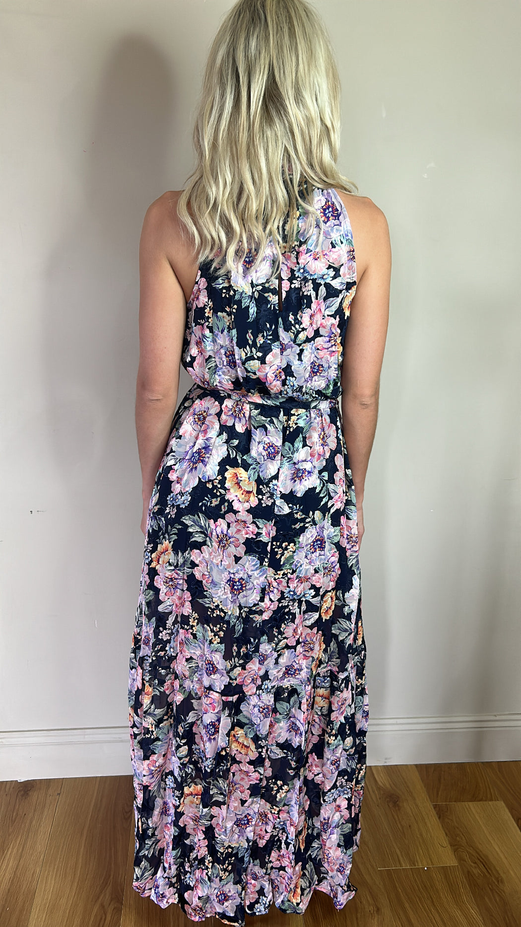 Guess Katia navy floral halter dress