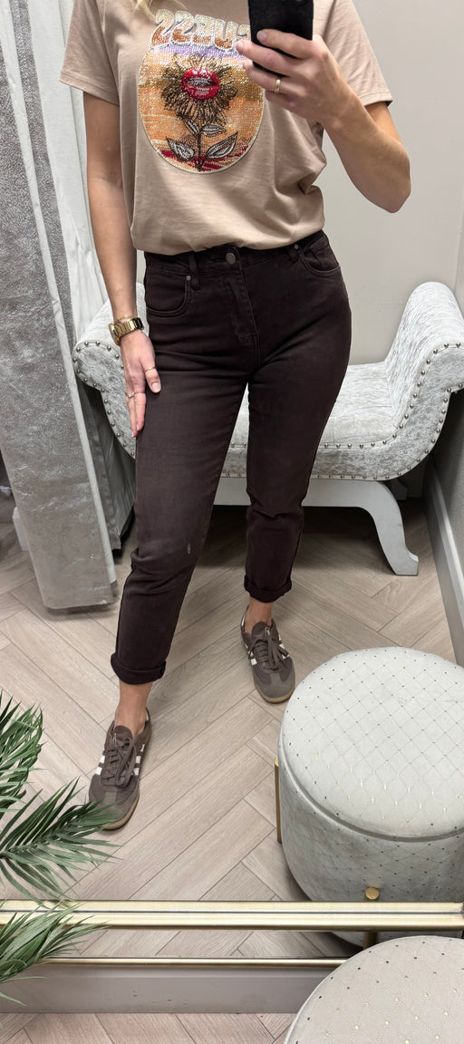 Toxic chocolate brown boyfriend fit jeans