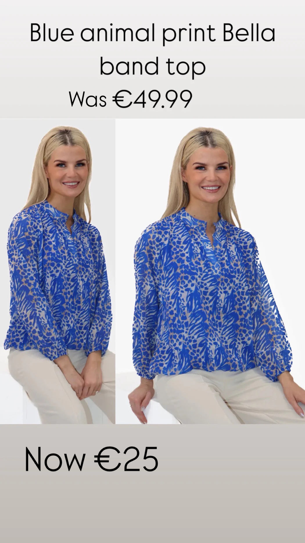 Blue animal print Bella band top