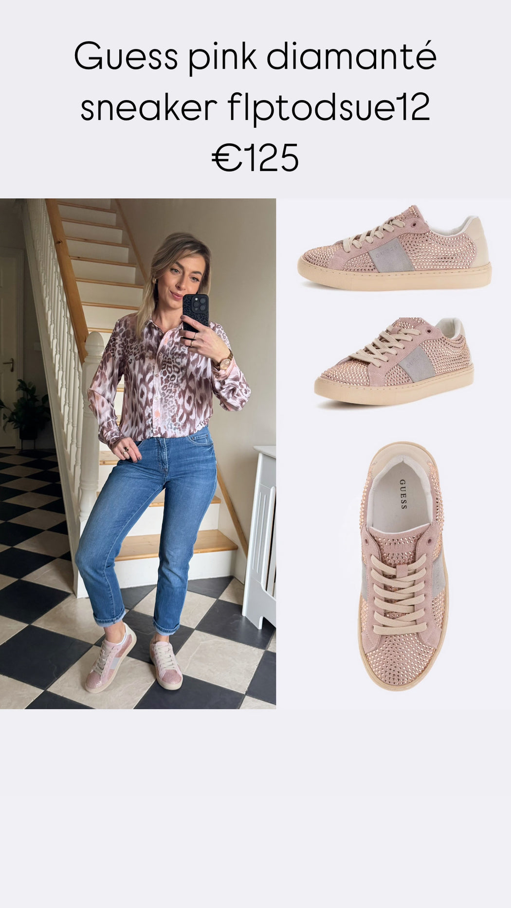 Guess pink diamanté sneaker flptodsue12