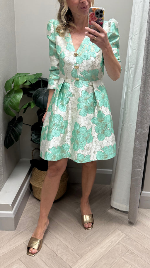 VERONICA METALLIC BELL SKIRT MINI - MINT GREEN