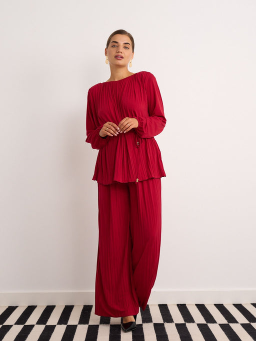Wine pleated co ord set
