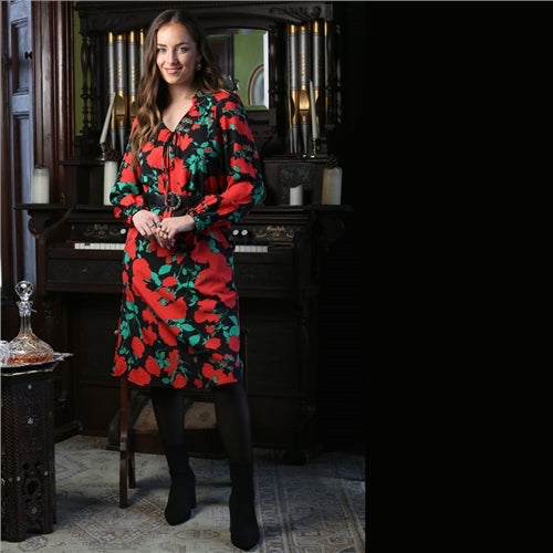 Andrea red floral dress