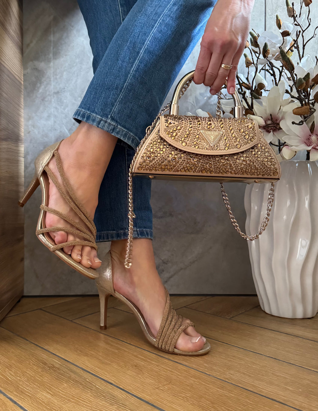 Gold powerscourt heels